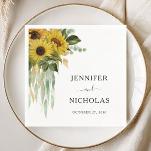 Modern Sunflower Wedding Napkin
