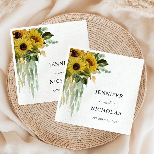 Modern Sunflower Wedding  Napkin (Modern Sunflower Wedding Napkins)