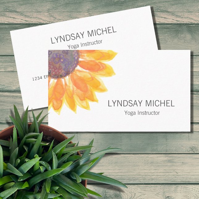 Modern Sunflower Yoga Instructor Business Card (Creator Uploaded)