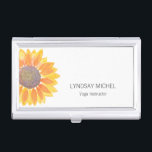 Modern Sunflower Yoga Instructor Business Card Holder<br><div class="desc">Sunflowers bring joy!
This modern and stylish business card case is decorated with a yellow sunflower. 
Customise it with your name and occupation.
There are matching business cards in my store, 
Original Watercolor © Michele Davies.</div>