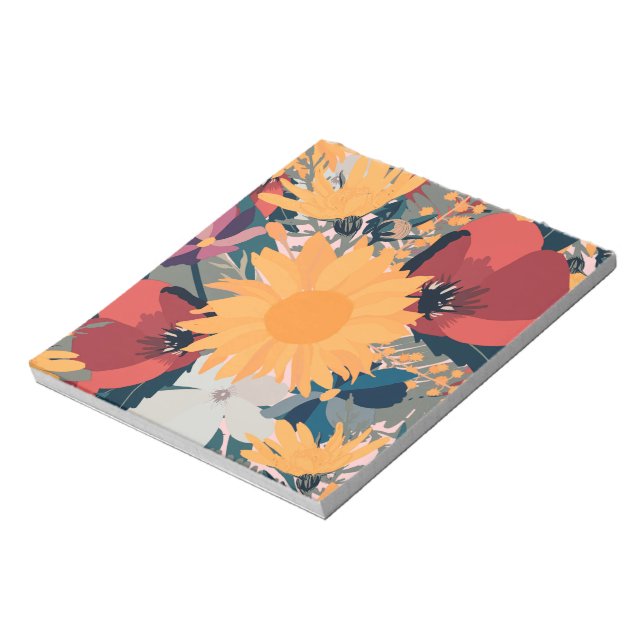 Modern Sunflowers Floral Autumn Colours Design Notepad (Rotated)