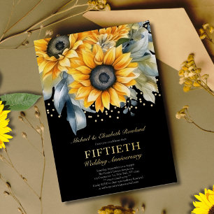 Modern Sunflowers Gold 50th Wedding Anniversary