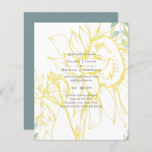 Modern Sunflowers Greenery Sage Gold Wedding