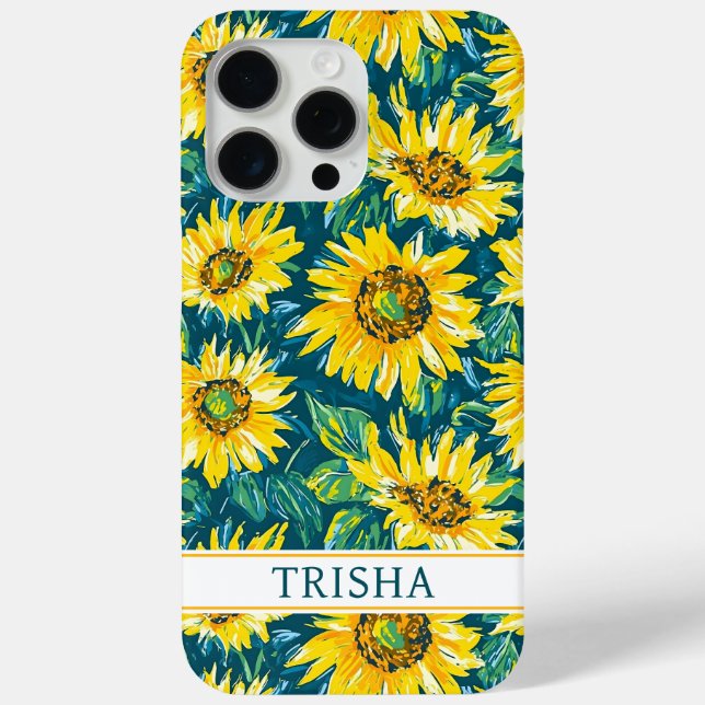 Modern Sunflowers Monogrammed Case-Mate iPhone Ca Case (Back)