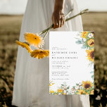 Modern Sunflowers No Parents Wedding Invitation<br><div class="desc">Yellow sunflower floral.  White background. No parents.  Together with our families.   Message me to get other options for this invitation.  (one venue,   parents,  ,  no script)  Sunflowers.</div>