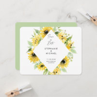 Modern Sunflowers Spray Wedding Save the Date 