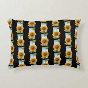 Modern Sunflowers Vertical Seamless Pattern Decorative Cushion