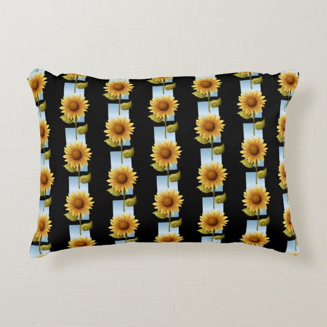 Modern Sunflowers Vertical Seamless Pattern Decorative Cushion (Front)