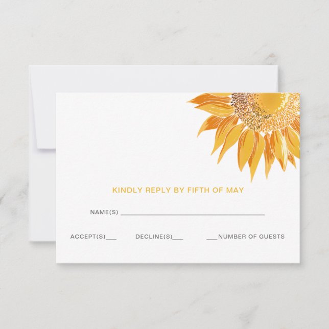 Modern Sunflowers Wedding rsvp Card (Front)