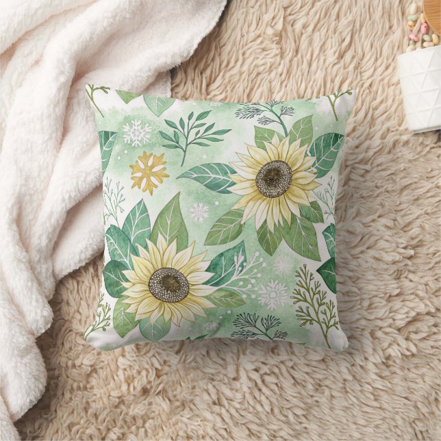 Modern  Sunflowers Winter pattern Cushion (Blanket)