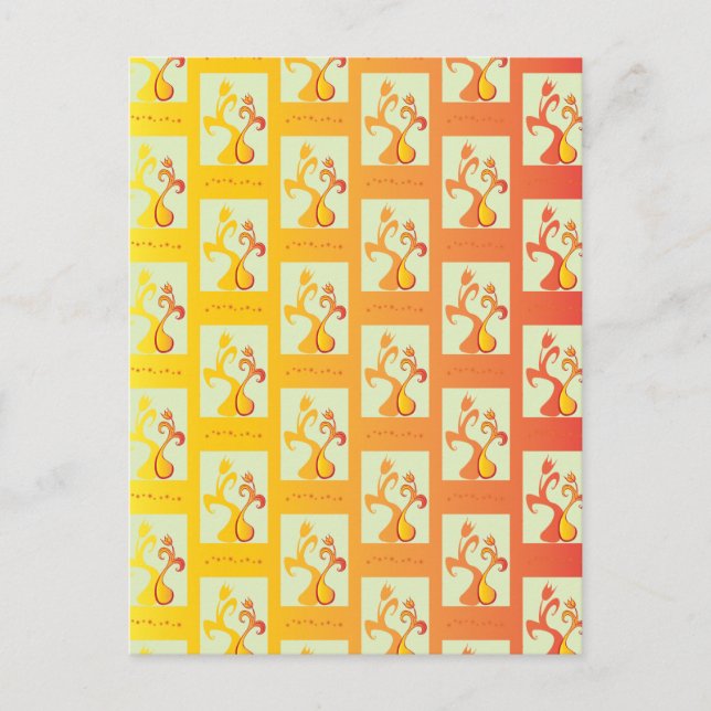 Modern Sunny yellow Tulip Couple illustration Postcard (Front)