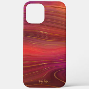 Modern Sunrise Marble Agate Pattern with Name iPhone 12 Pro Max Case