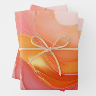 Modern Sunrise Orange, Pink and Gold- Wrapping Paper Sheet