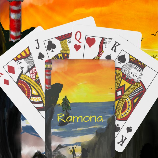 Modern Sunset Customise Name Playing Cards (Creator Uploaded)