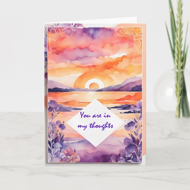 Modern Sunset Lake In My Thoughts Card (Front)