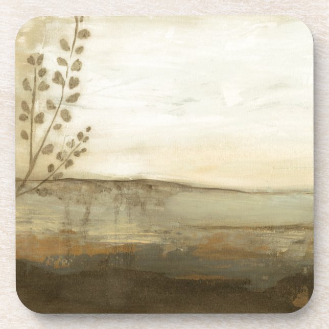 Modern Sunset Landscape Oil Painting Coaster (Front)