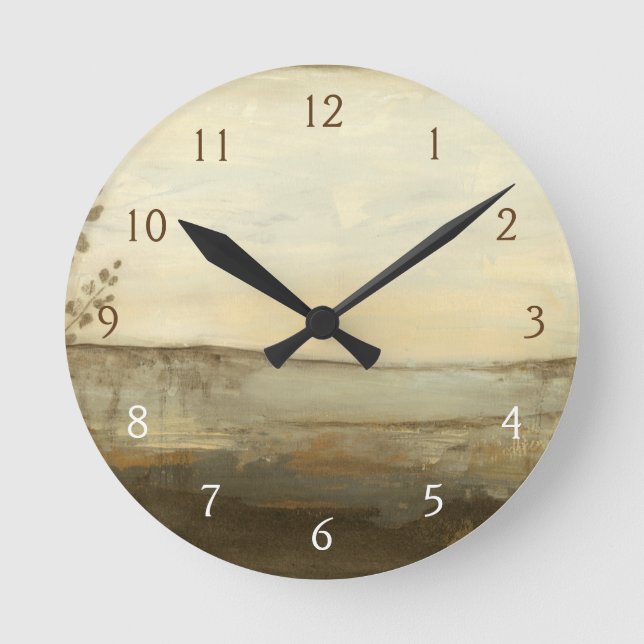 Modern Sunset Landscape Oil Painting Round Clock (Front)