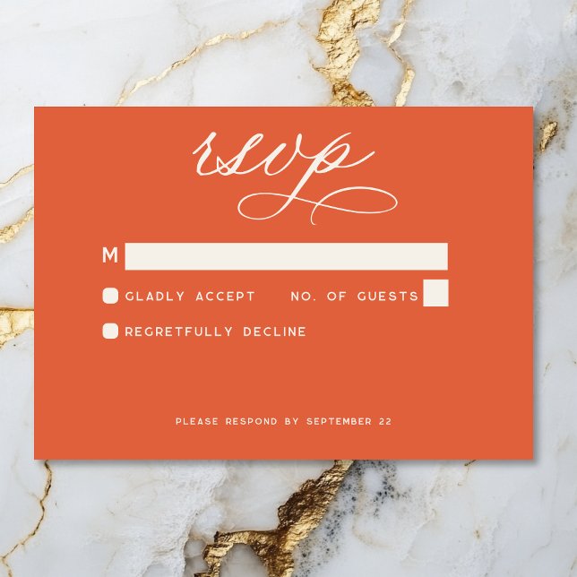 Modern Sunset Orange Minimal Wedding RSVP Card (Modern Sunset Orange Minimal Wedding RSVP Card)