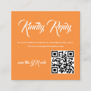 Modern Sunset Orange QR RSVP  Enclosure Card