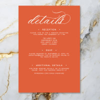 Modern Sunset Orange Script Minimal Wedding Detail