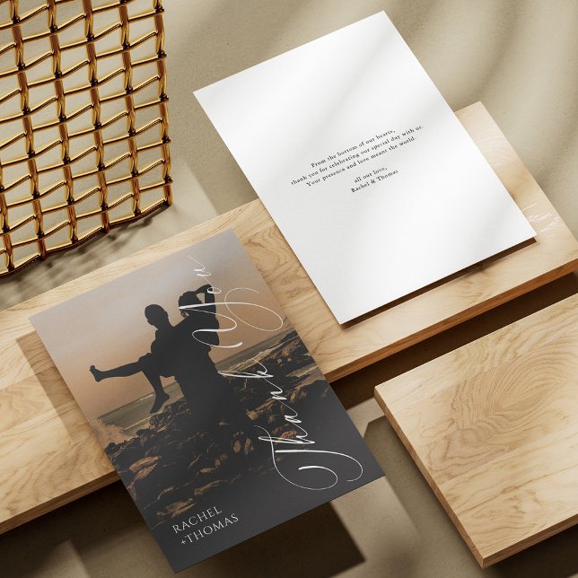 Modern Sunset Silhouette Wedding Thank You Card (Modern Sunset Silhouette Wedding Thank You Card)