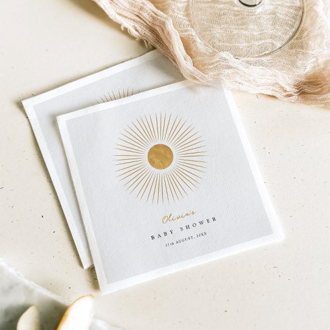 Modern Sunshine Baby Shower Minimal Paper Napkin  (Creator Uploaded)