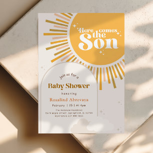 Modern Sunshine Retro Boho Baby Shower Invitation