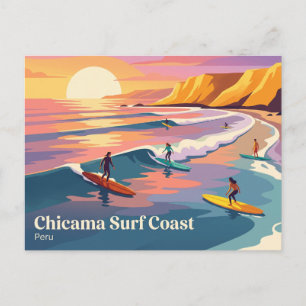Modern Surfer Sunset Chicama Peru Postcard