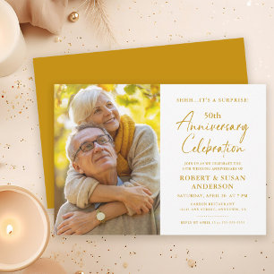 Modern Surprise 50th Wedding Anniversary Photo Invitation