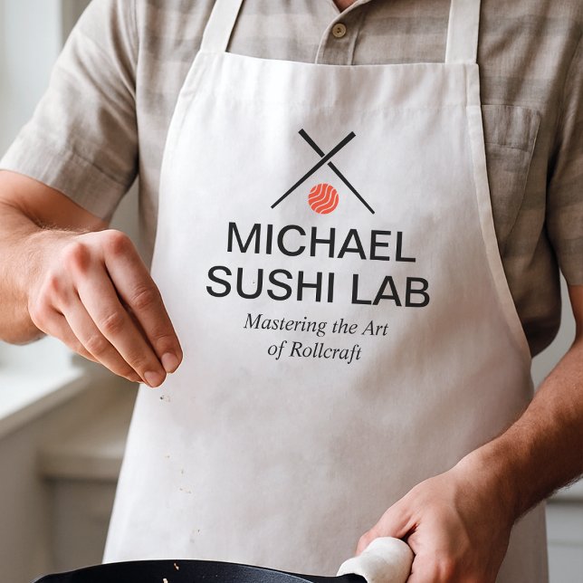 Modern Sushi Lab Name Logo Design Apron (Creator Uploaded)