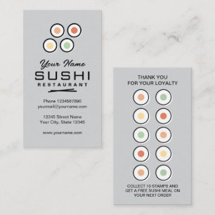 Modern sushi restaurant loyalty card template