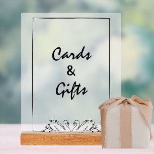 Modern Swan Chic Timeless Cards and Gifts Wedding Acrylic Sign
