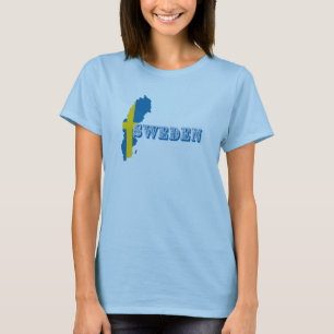 Modern sweden swedish Art Letter map Flag Souvenir T-Shirt