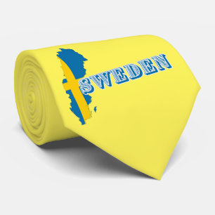 Modern sweden swedish Art Letter map Flag Souvenir Tie