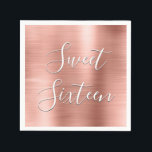 Modern Sweet 16 Birthday Rose Gold Blush Pink Napkin<br><div class="desc">Modern Sweet 16 Birthday Party Metallic Stainless Steel Rose Gold Foil Blush Pink Napkins which are perfect for a Rose Gold or Blush Pink Birthday Party. These Napkins are perfect for a Sweet Sixteen Birthday Party.</div>