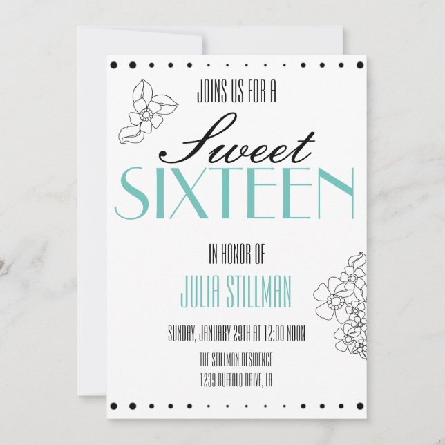 Modern Sweet 16 Invitation (Front)