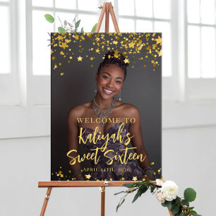 Modern sweet 16 party photo welcome poster