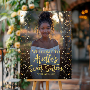 Modern sweet 16 party photo welcome sign