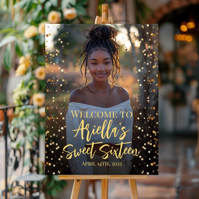 Modern sweet 16 party photo welcome sign (Creator Uploaded)