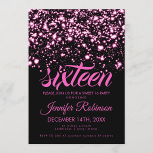 Modern Sweet 16 Pink Midnight Glam Invitation