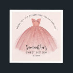 Modern Sweet 16 Script Dress Birthday Custom Paper Napkin<br><div class="desc">Featuring a pretty blush pink dress with modern script,  this birthday paper napkin is perfect for party. Easily replace the party details by clicking the "Personalise" button.</div>