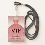 Modern Sweet 16 Script Dress Birthday VIP ID Badge<br><div class="desc">Featuring a pretty blush pink dress with modern script,  this birthday thank you sticker is perfect for saying thanks to friends and family who celebrated the day with you. Easily replace the party details by clicking the "Personalise" button.</div>