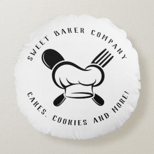 Modern Sweet Bakery Business Round Cushion