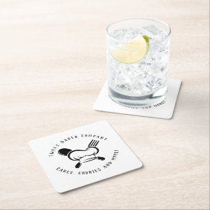 Modern Sweet Bakery Business Square Paper Coaster