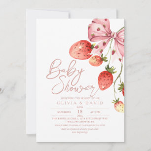 Modern Sweet Berry Baby Shower Strawberry Invita Invitation