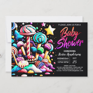 Modern Sweet Candyland Baby Shower Invitation