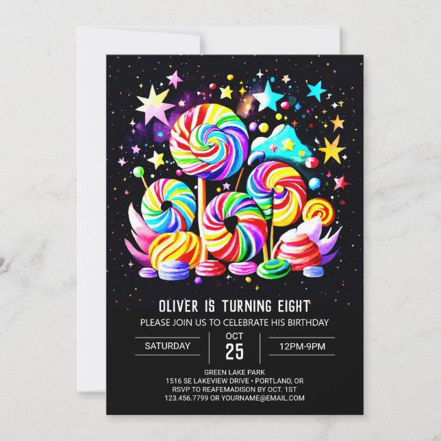 Modern Sweet Candyland Birthday Invitation (Front)