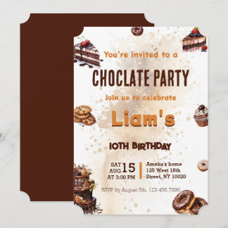 Modern Sweet Chocolate Cake Birthday Party Invitation