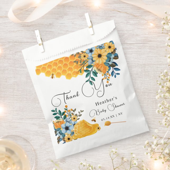 Modern Sweet Honey Bee Floral Baby Shower  Favour Bags (Clipped)