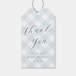 Modern + Sweet Light blue Gingham Baby Shower Gift Tags